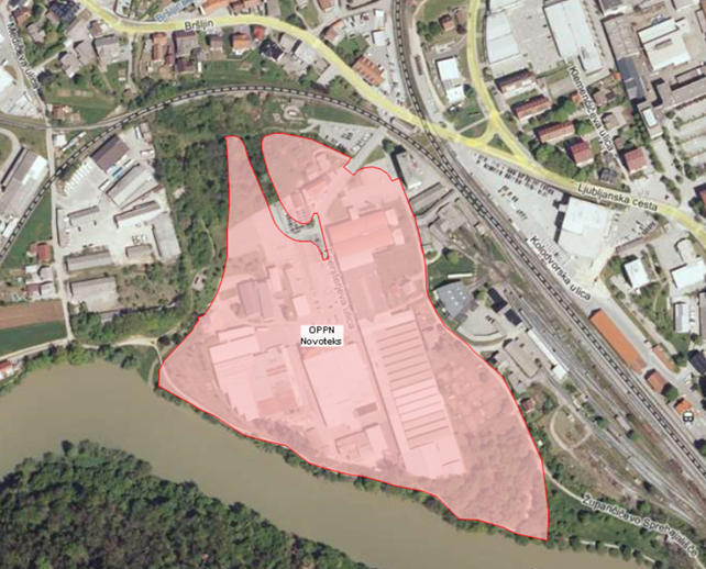zemljevid osnutek občinskega podrobnega prostorskega načrta za prestrukturiranje območja Novoteksa  Predlog osnutka SidroObčinskega podrobnega prostorskega načrta za prestrukturiranje območja Novoteksa