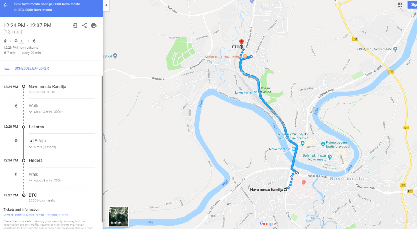 google transit novo mesto