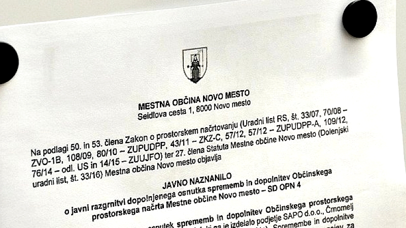  Javna razgrnitev in obravnava dopolnjenega osnutka OPPN za širitev kmetijskega gospodarstva v Dolenjem Karteljevem