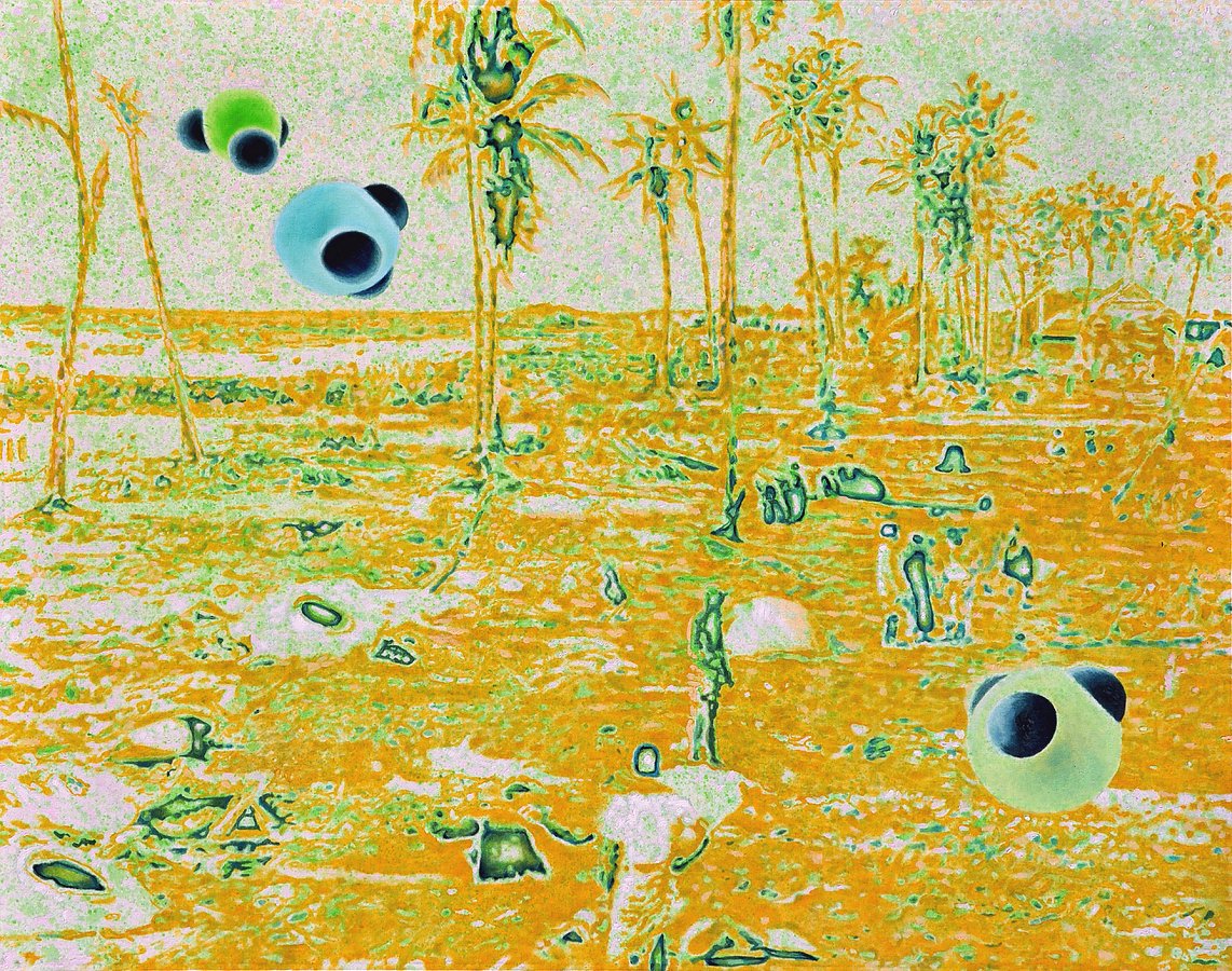 Uroš Weinberger, Holiday Inn, 2020, olje in akril na platnu - oil and acrylic on canvas, 150,5 x 190 cm