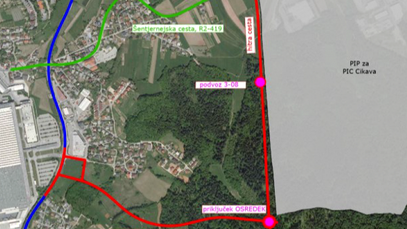  Potek tretje razvojne osi jug ob KS Žabja vas