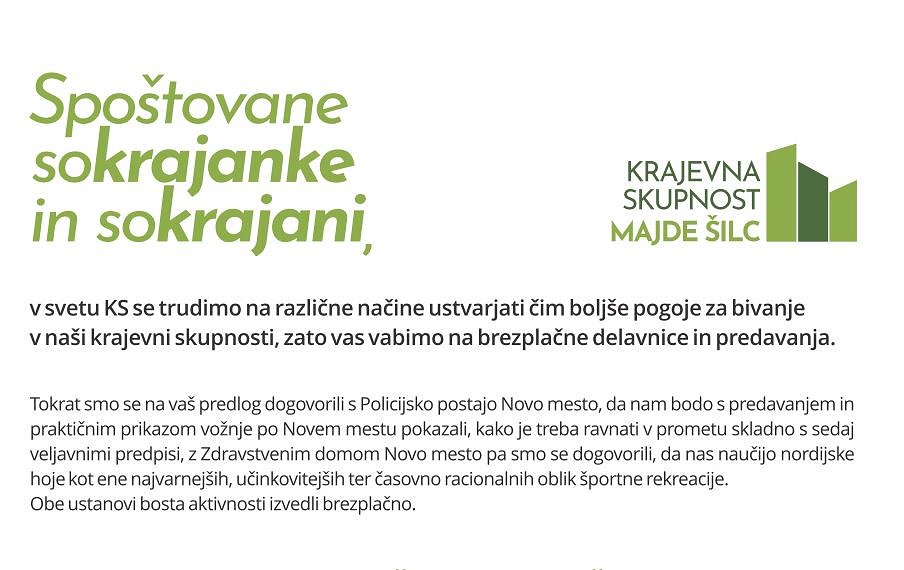 Vabila na brezplačne delavnice in predavanja - Majde Šilc - Krajevne ...
