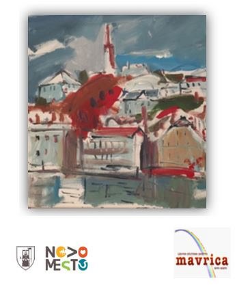 Novomeški breg v sodobni umetnosti, v komplementarno barvni kompoziciji. Alenka Zupan.