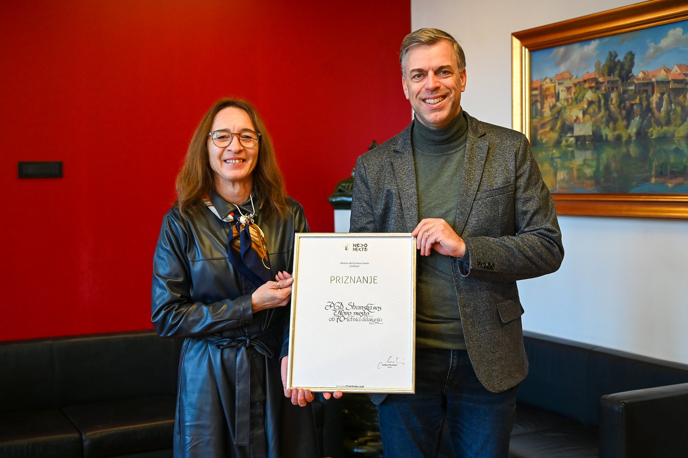 župan Gregor Macedoni in predsednica PGD Stranska vas Darja Marjanović 70 let delovanja PGD Stranska vas