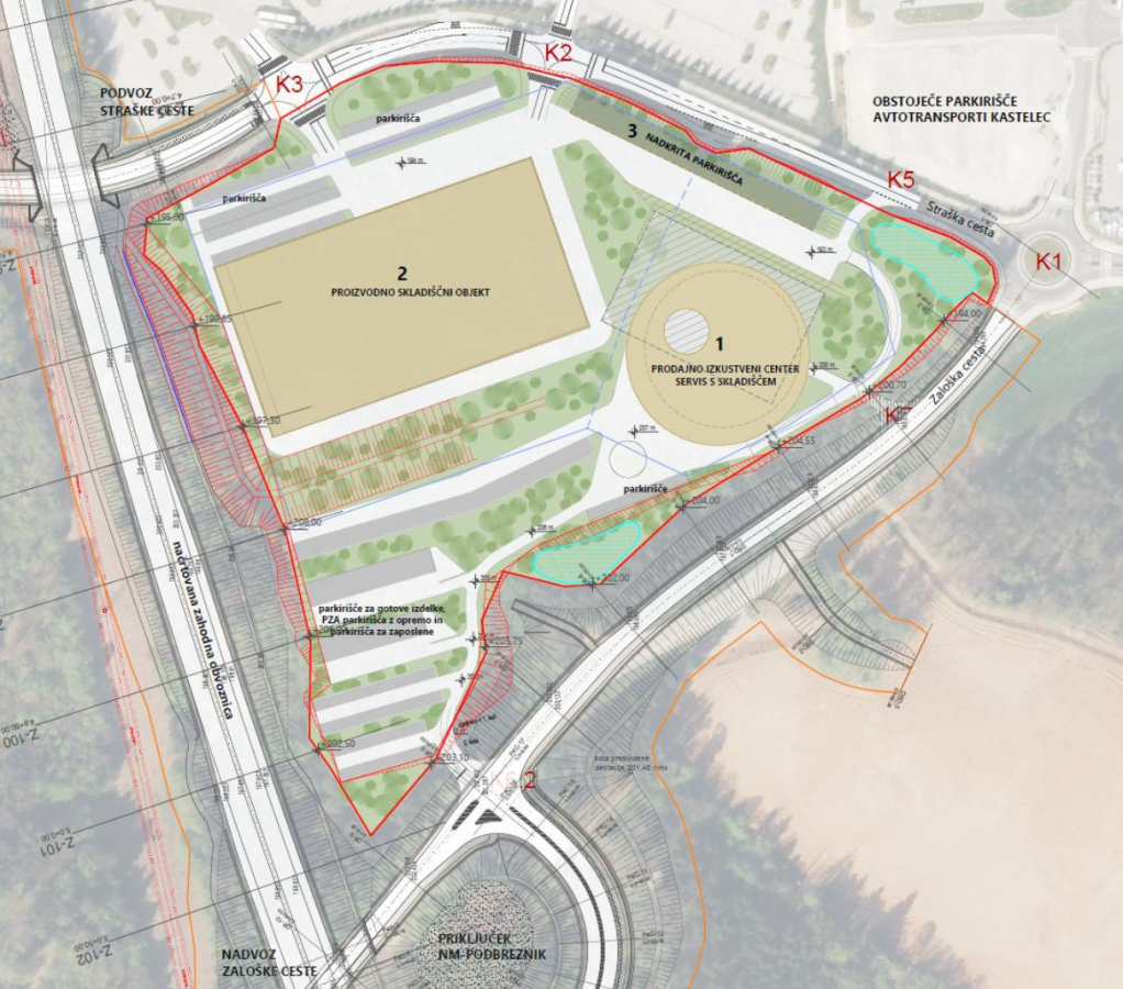 shematski prikaz OPPN območja Adrie Javno naznanilo o javni razgrnitvi in javni obravnavi dopolnjenega osnutka OPPN Adria jug