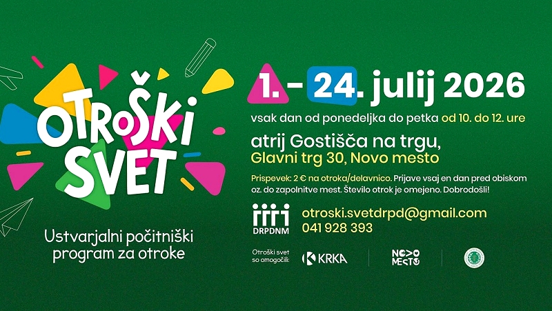 Na fotografiji je plakat delavnic Otroški svet Na Glavnem trgu znova zaživele počitniške delavnice Otroški svet